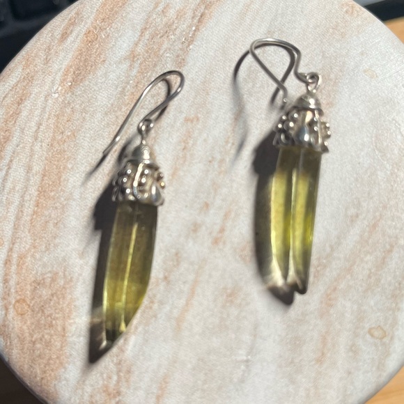 Lemon Quartz and Silver Earrings - Picture 2 of 4